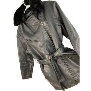 Vintage 90s Wilsons Moto Leather Jacket Zip Away Liner Womens M RW10341 Fur